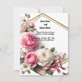 Pioen Roos Geometrische krans bruiloft uitnodiging (Voorkant)