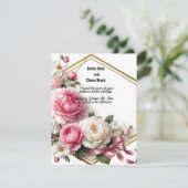 Pioen Roos Geometrische krans bruiloft uitnodiging (Staand voorkant)