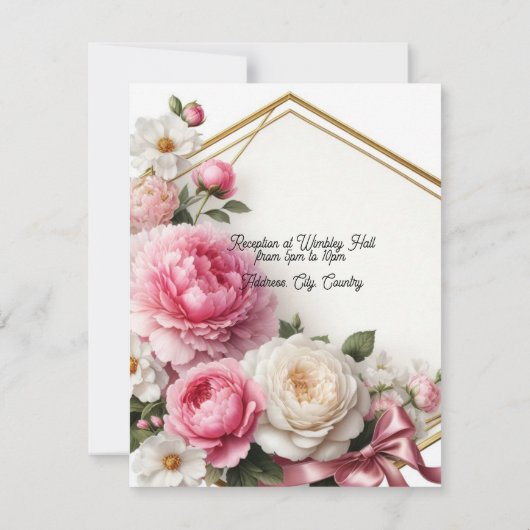 Pioen Roos Geometrische krans bruiloft uitnodiging (Achterkant)