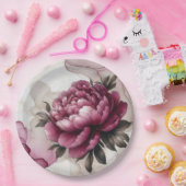 Pioen Roze Abstract Papieren Bordje (Feest)