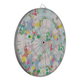 Pioen roze dartbord (Voorkant Links)