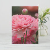 Pioen Roze Ranunculus Close-up Feestdagenkaart (Staand voorkant)