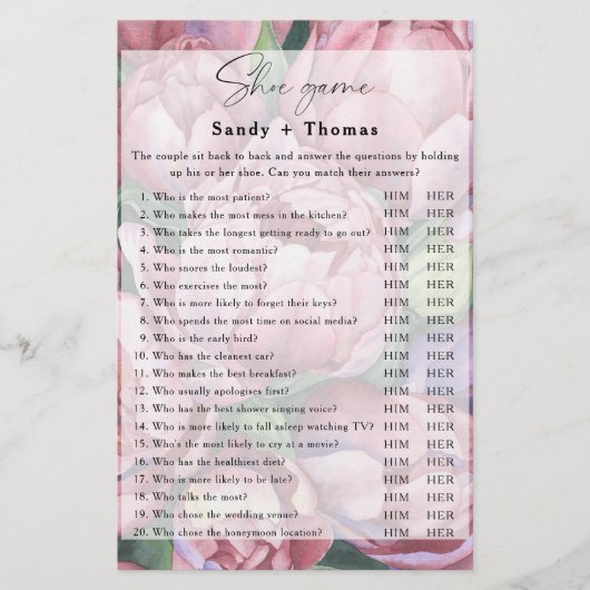 Pioen rozen - Schoen bruids spel (Voorkant)