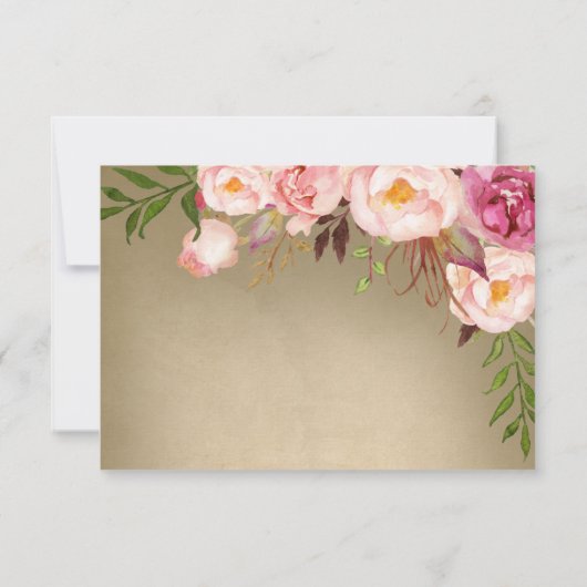 Pioen Rustieke Blush Bruiloft RSVP Kaarten (Achterkant)