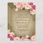 pioen rustieke bruids douche uitnodigingen (Voorkant / Achterkant)