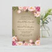  Pioen Rustieke Repetitie Diner Uitnodigingen (Staand voorkant)