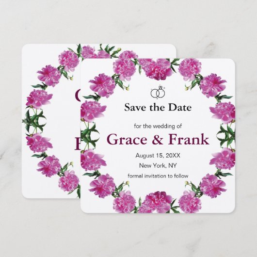 Pioen. Save The Date (Voorkant / Achterkant)