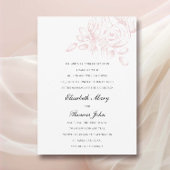 Pioen Schets Roze Blush Formele Traditionele Bruil Kaart