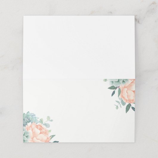 Pioen Succulenten Bloemen Waterverf Bruiloft Plaatskaartje (Buitenkant ongevouwen)