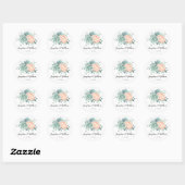Pioen Succulenten Bloemen Waterverf Bruiloft Ronde Sticker (Vel)