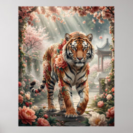 Pioen Tijger Bloesem Kracht Poster