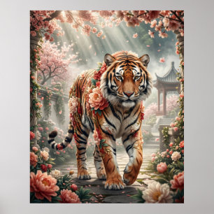 Pioen Tijger Bloesem Kracht Poster