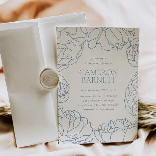 Pioen Tuin Blauw Bloemen Vrijgezellenfeest Kaart