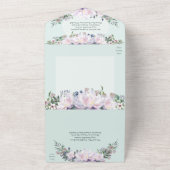 Pioen Tuin Mint Groen All-in-One Trouw Uitnodiging (Buitenkant)