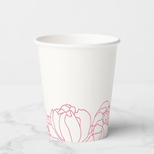 Pioen Tuin Roze Bloemen Vrijgezellenfeest Papieren Bekers (Achterkant)