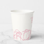 Pioen Tuin Roze Bloemen Vrijgezellenfeest Papieren Bekers (Rechts)