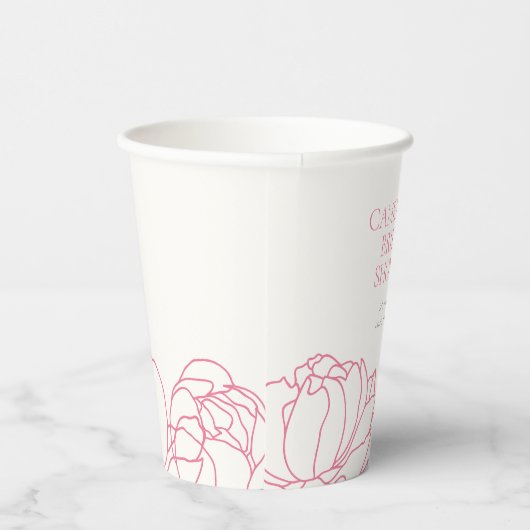 Pioen Tuin Roze Bloemen Vrijgezellenfeest Papieren Bekers (Rechts)