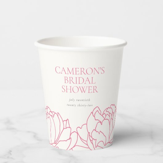 Pioen Tuin Roze Bloemen Vrijgezellenfeest Papieren Bekers (Voorkant)