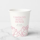 Pioen Tuin Roze Bloemige Bruiloft Feest Papieren Bekers (Voorkant)