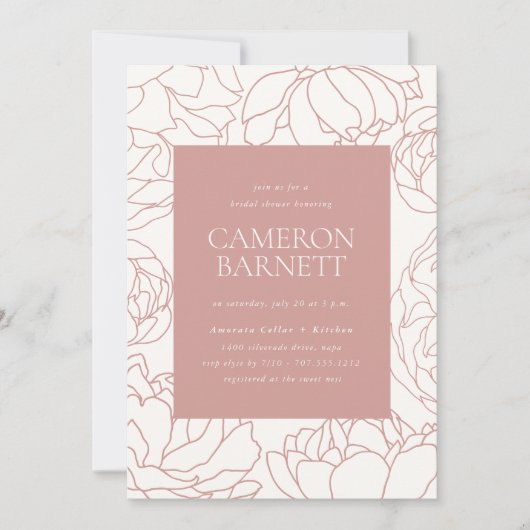 Pioen Tuin Stoffig Roos Bloemen Vrijgezellenfeest Kaart (Voorkant)