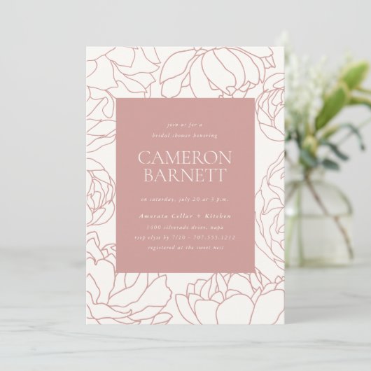 Pioen Tuin Stoffig Roos Bloemen Vrijgezellenfeest Kaart (Staand voorkant)