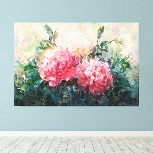 *~* Pioen TV2 Kunst Uitgerekte Canvas Print (Insitu (Houten vloer))