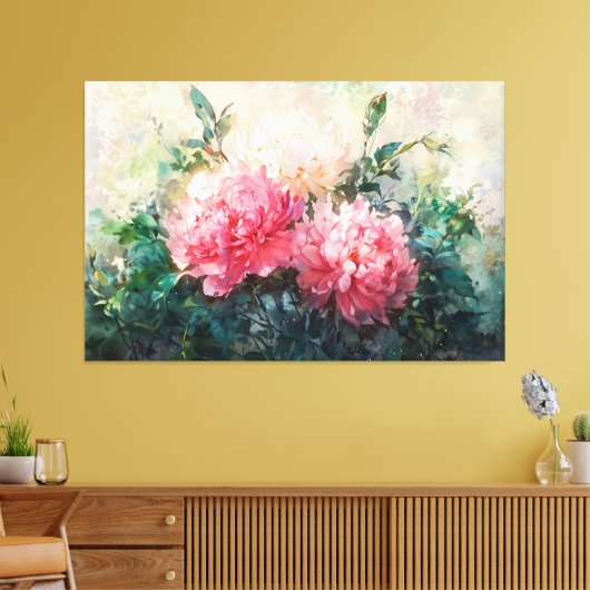 *~* Pioen TV2 Kunst Uitgerekte Canvas Print (Insitu (Woonkamer))