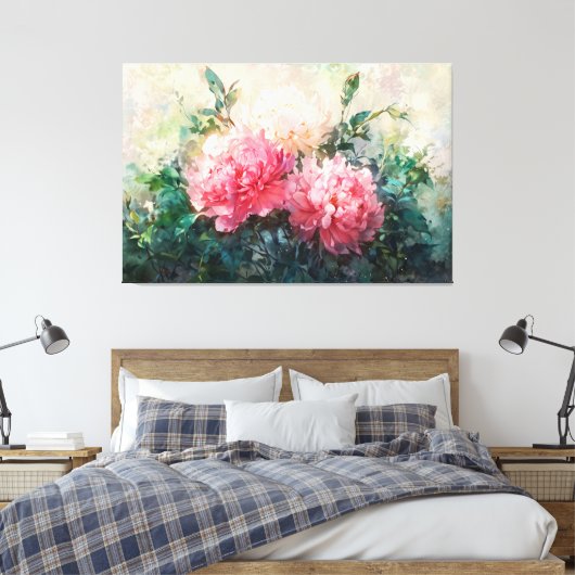 *~* Pioen TV2 Kunst Uitgerekte Canvas Print (Insitu (Slaapkamer))