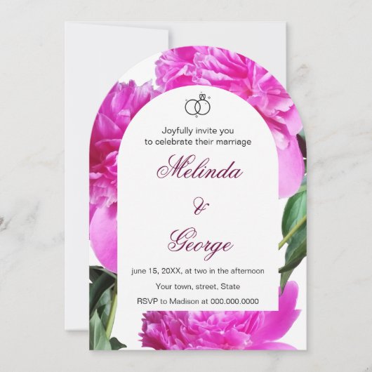 Pioen uitnodiging. Uitnodiging (Voorkant)