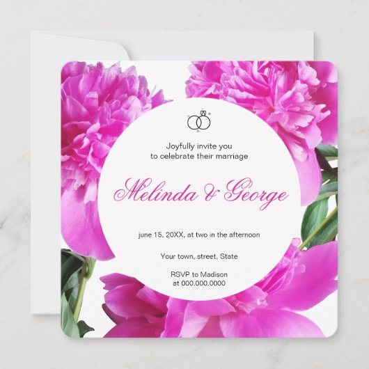 Pioen uitnodiging. Uitnodiging (Voorkant)