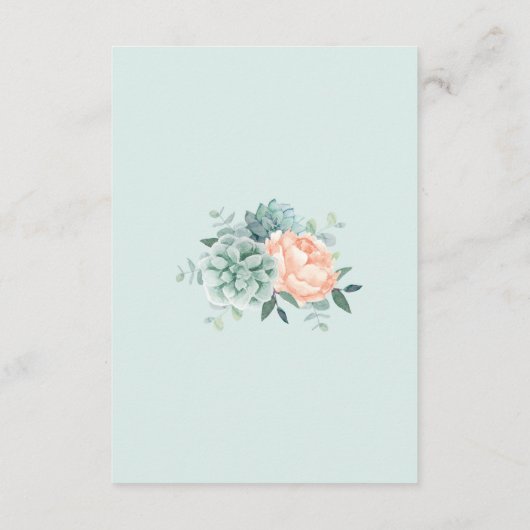 Pioen vetplanten bloemenbruiloft behuizing Kaart (Achterkant)