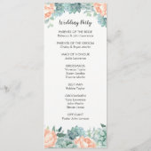 Pioen vetplanten loof bruiloft programma programmakaart (Achterkant)