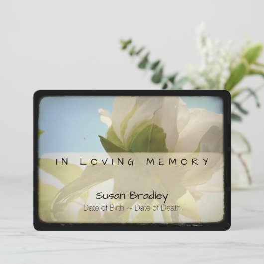 Pioen Vintage Begrafenisdienst 1 Kaart (Staand voorkant)