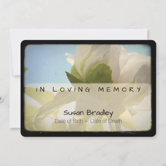 Pioen Vintage Begrafenisdienst 1 Kaart (Voorkant)