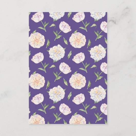 Pioen Violet Paarse Bruiloft Informatie Kaarten (Achterkant)