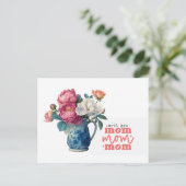 Pioen voor mama op Moederdag Briefkaart (Staand voorkant)