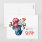 Pioen voor mama op Moederdag Briefkaart (Voorkant / Achterkant)