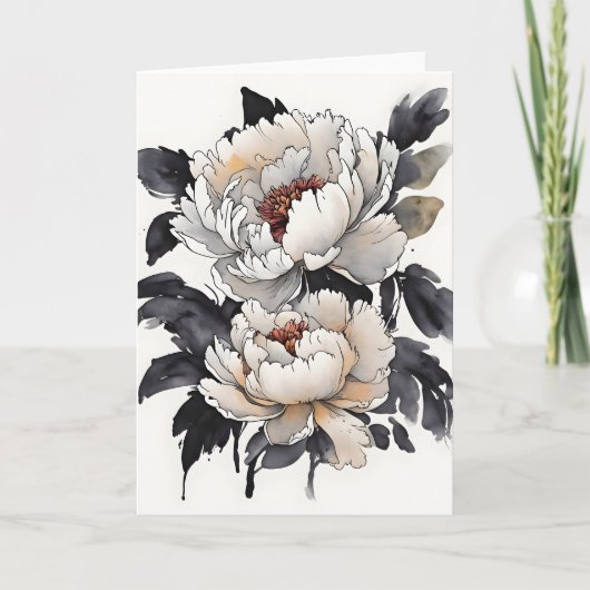 Pioen - Waterverf bloemen Kaart (Voorkant)