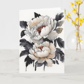Pioen - Waterverf bloemen Kaart (Gele Bloem)