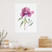 Pioen Waterverf Botanische Muurkunst Poster (Keuken)