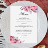 Pioen. Waterverf roze boho bloementuin bruiloft Menu