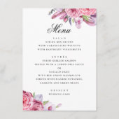 Pioen. Waterverf roze boho bloementuin bruiloft Menu (Voorkant)
