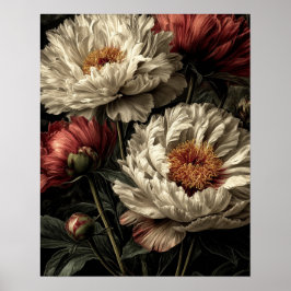 Pioen wilde bloemen poster
