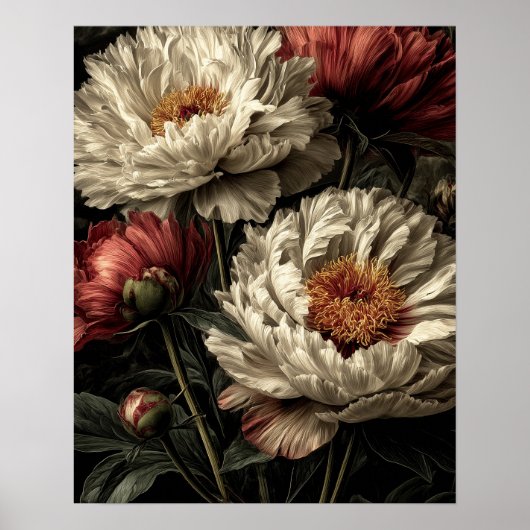 Pioen wilde bloemen poster (Voorkant)