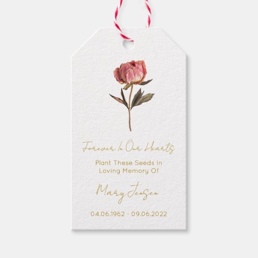 Pioen Zaad Pakket Rouw Cadeau Labels Cadeaulabel (Voorkant)