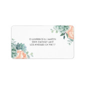 Pioenachtige vetplanten bladeren Waterverf Etiket (Voorkant)