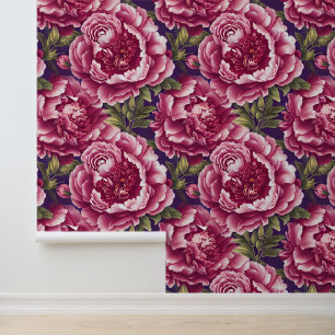 Pioenbloem bloemenroze groen naadloos patroon behang