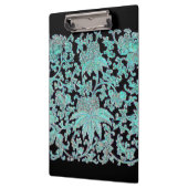 Pioenbloem turkoois en zwart  patroon klembord (Links)