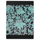 Pioenbloem turkoois en zwart  patroon klembord (Achterkant)