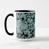 Pioenbloem turkoois zwart  patroon mok (Links)